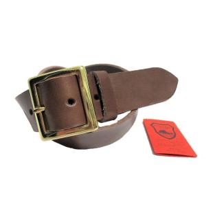 真鍮製八角バックル 栃木レザーベルト チョコ 40mm幅 本革 日本製