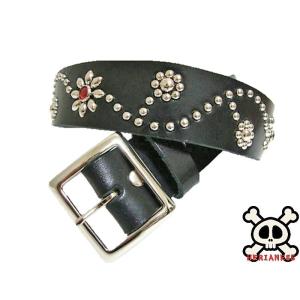 スタッズベルトハンドメイドflower35mm 32inch スタッズベルトハンドメイドflower35mm 32inch スタッズベルト