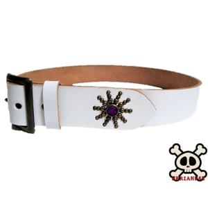 栃木レザー エンドオンリー スタッズベルト 白 レッドスポッツ