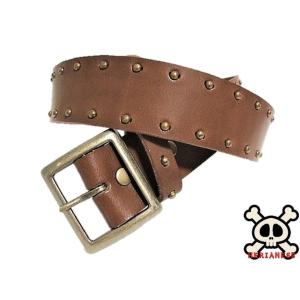 栃木レザー フラワー型 スタッズベルト 黒 ニッケルオンリー 日本製 一