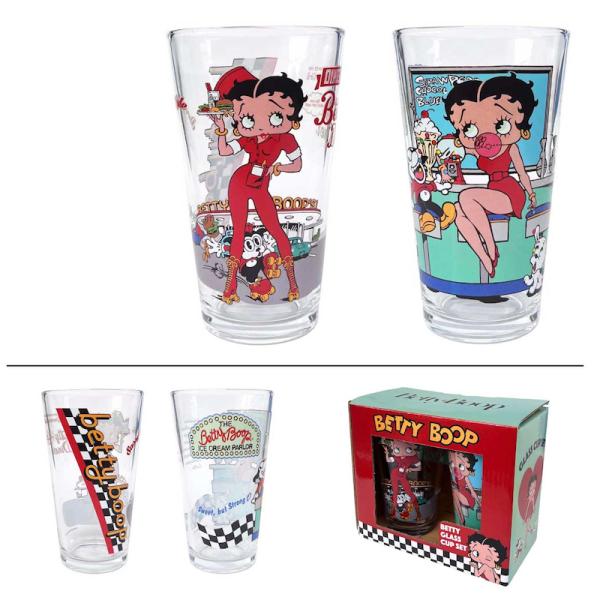 BETTY BOOP ベティブープ ペア グラス ガラス製 ペアグラス アメリカキャラクター 肉厚タ...