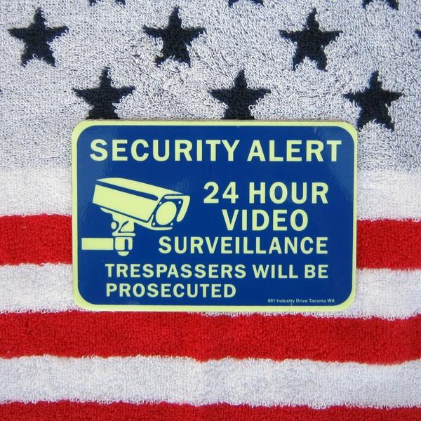 レターパックプラス対応 US セキュリティサイン ステッカー 24時間監視 防犯 警告ステッカー 3...