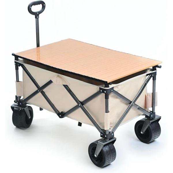 ワゴンテーブルセット アウトドアワゴン キャリーカート キャリーワゴン 耐荷重150kg 折りたたみ...