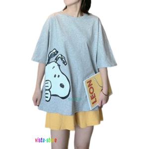 スヌーピー パジャマ レディース 半袖 上下セット 春夏 寝巻き ルームウェア 部屋着 ショートパンツ 可愛い ゆったり 柔らかい 吸汗