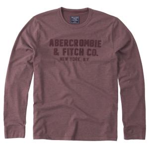 アバクロンビー&amp;フィッチ 正規品(本物) メンズ ロングＴシャツ ( ロンT ) Abercrombie&amp;Fitch Applique Logo Long-Sleeve Tee (バーガンディー)