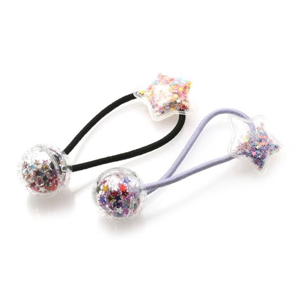 ヘアゴム カプセル大 星 ホログラム C25-80 スパンコール キッズ 子供 ヘアポニー