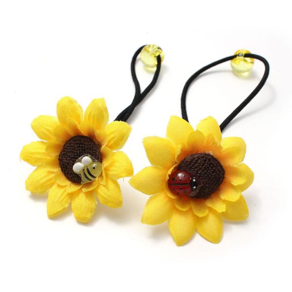 ヘアゴム ひまわり みつばち てんとうむし C25-97  片付き 春 夏 キッズ  キッズポニー