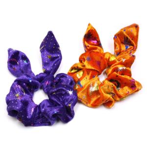 シュシュ ハロウィンラメプリント ベロア ウサ耳 E66-｜アクセサリーのヒロインスタイル