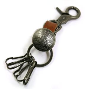 キーリング キーホルダー インディアン レザー ブラウン M...