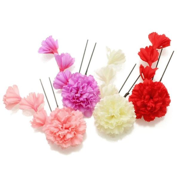 髪飾り 七五三 かみかざり 赤 ピンク 白 紫 花 Uピン ヘアピン 和装 和柄 W14- 浴衣髪飾...