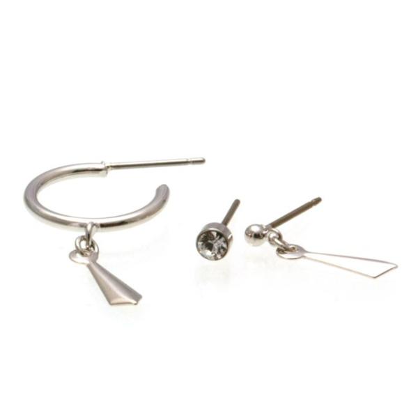 ピアス チタンポスト シルバーカラースタッドピアス3個セット alamode-039 フープ メンズ...