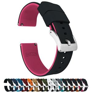 BARTON WATCH BANDS ー エリート シリコン腕時計用バンド ブラックピンク ー クイックリリース ー ストラップカラー＆幅選択 21m