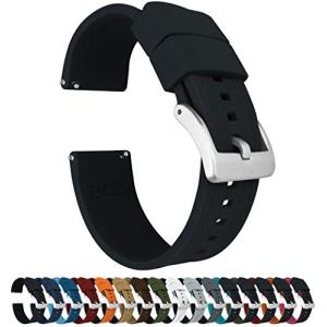 BARTON WATCH BANDS ー エリート シリコン腕時計用バンド ー クイックリリース ー ストラップのカラー＆幅選択可 20mm ブラック