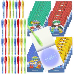 BONNYCO Invisible Ink Pen Notebook Pack 32 Superhero Party Favors | Superの商品画像