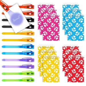 12 Invisible Ink Pen with UV Light and 12 Mini Dog Paw Notebook Set. Partyの商品画像