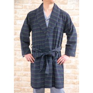 メンズ　ガウン　春夏　涼しくて肌にやさしい綿100％楊柳素材　入院準備