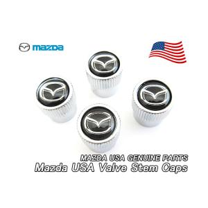 マツダ【MAZDA】米国US純正ホイール-エアバルブキャップ4個Mロゴ入り(銀×黒)/USDM北米仕...