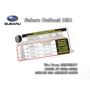 アウトバックBS9【SUBARU】スバルOUTBACK純正USラベルTire.Pressure