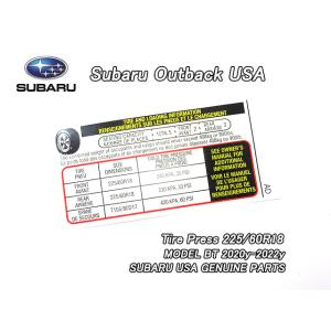 アウトバックBT5【SUBARU】スバルOUTBACK純正USラベルTire.Pressure.In...