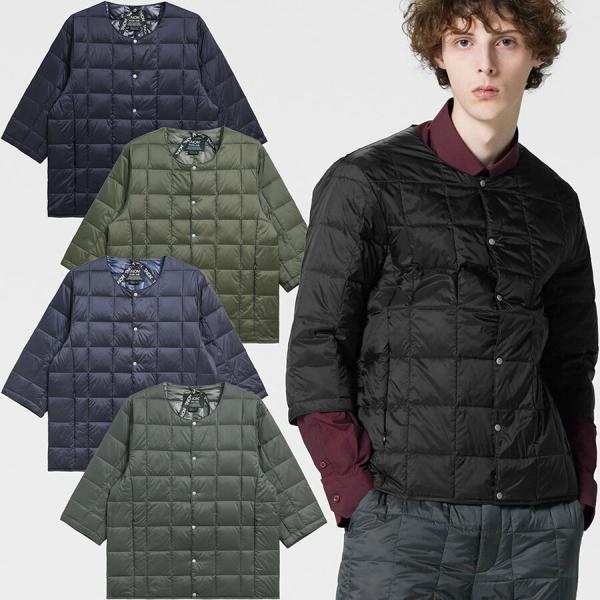 タイオン メンズ レディース ベーシック クルーネック七分袖 ダウンジャケット Taion Basi...