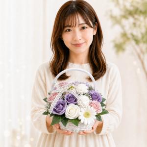 ソープフラワー 母の日 ギフト 花かご Lサイ...の詳細画像2