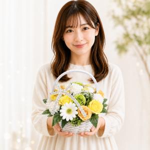 ソープフラワー 母の日 ギフト 花かご Lサイ...の詳細画像2