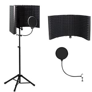 ヘビートライポッドスタンド付きレコーディングマイクスタンドアイソレーションシールドポップフィルターとブルーイエティおよびその他のコンデン