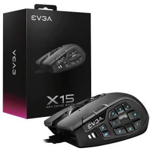 EVGA ゲーミングマウス X15 MMO 8K 有線 ブラック カスタマイズ可能 16000DPI 5プロファイル 20ボタン エルゴノミック 9