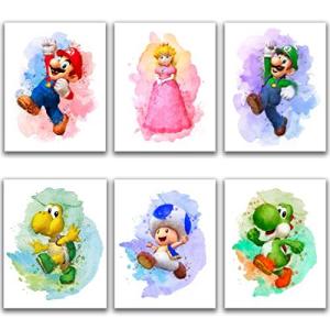 お買得限定品☆夏売れ筋 スーパーマリオゲーム 水彩ポスター - 6枚