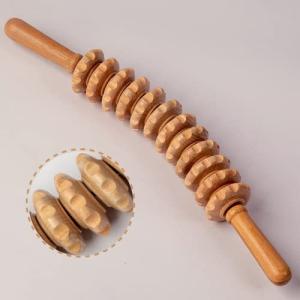 Hovomウッドセラピーローラーマッサージツールブナリンパドレナージ木製マッサージ＆マッスルローラースティック 痛みを和らげるセルライトのための