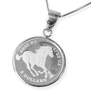 純プラチナ ツバルホース馬コイン（1/25oz）ホースペンダント・ネックレス/送料無料