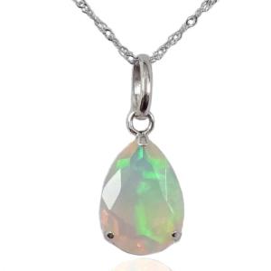 大粒 天然 一粒 オパール 3.0ct ＆ ダイヤ ネックレス pt900 K18