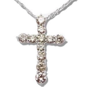 Pt900 2.0ct ダイヤモンド クロス ネックレス 送料無料 プラチナ 2ct 2