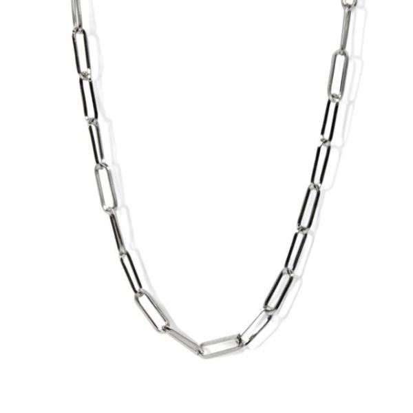 ネックレス ペーパークリップチェーン ステンレスシルバー ゴージャス50cm/約4.0×12.0mm...