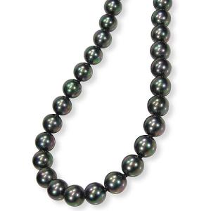 黒真珠 ネックレス ・ピーコック系カラー/黒蝶貝パール9.0ミリアップ
