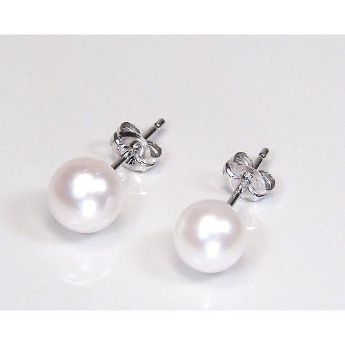 K14WG和珠本真珠ピアス・約5.5ミリアップ/6月誕生石真珠
