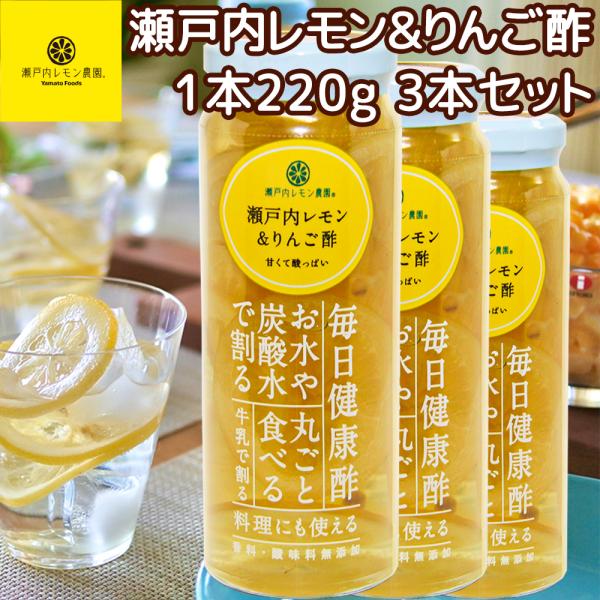 送料込み 瀬戸内レモン＆りんご酢 ２２０ｇ 広島県産 レモン使用 ３本セット 銀座tau 化学調味料...