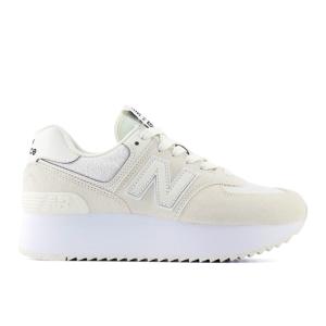 2024秋冬新作 ニューバランス 574+ 厚底 スニーカー ホワイト 白 レディース Bワイズ NEW BALANCE WL574Z BJ WHITE 国内正規品