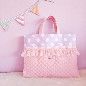 フリルの帆布レッスンバッグ pink×purple サイズ変更可能 : haussement