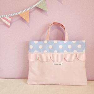 フリルのキルティングレッスンバッグ pink×purple サイズ変更可能