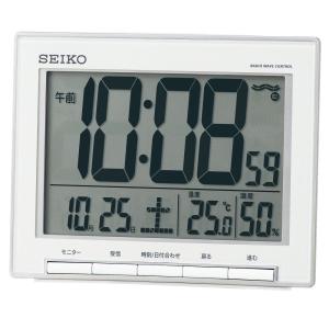 セイコー クロック 目覚まし時計 電波 デジタル カレンダー 温度 湿度 表示 大型画面 銀色 メタリック SQ786S SEIKO｜hi-ka-ri-store