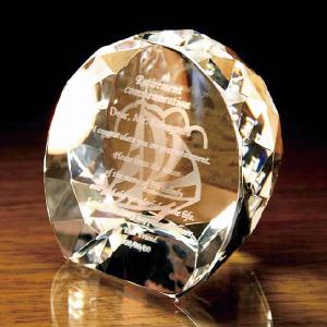 名入れ クリスタル オーナメント 2Dインサイドレーザー加工 ダイヤカットアーチ オリジナル 記念品 刻印｜hi-select