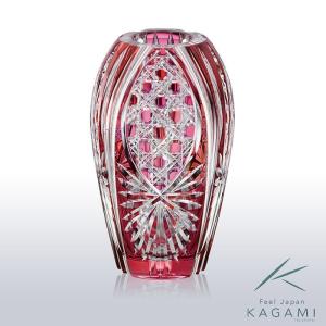 カガミクリスタル ) 江戸切子 花瓶 F663-1687-CCB 切り子 クリスタル