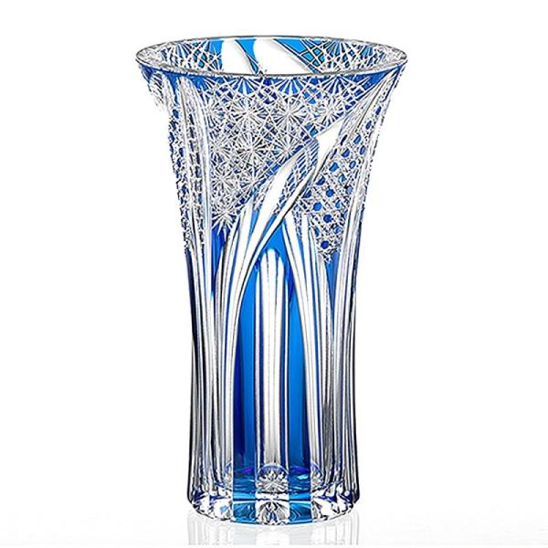 ( カガミクリスタル / ガラス ) 江戸切子 花瓶 ( 刀光 F452-2911-CCB / 伝統...