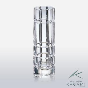 カガミクリスタル ) 江戸切子 花瓶 F663-1687-CCB 切り子 クリスタル