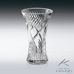 カガミクリスタル ) 江戸切子 花瓶 F663-1687-CCB 切り子 クリスタル
