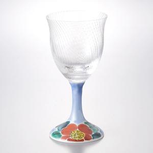( 九谷焼 / 九谷和グラス ) 山茶花 ワイングラス ( 小 ) 伝統工芸｜hi-select
