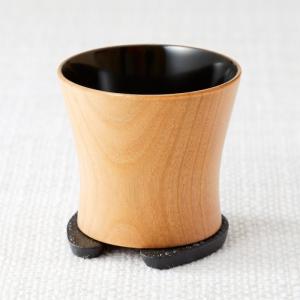 我杯 / 福おちょこ ( 既製品 お猪口 / 山桜 / 木肌 ( 外 ) 黒 ( 内 ) ) 手形 記念品｜hi-select