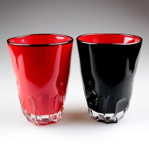 会津塗 / ガラス漆グラス雲錦 ( 黒 蒔絵 斉藤恒緒 ) タンブラー