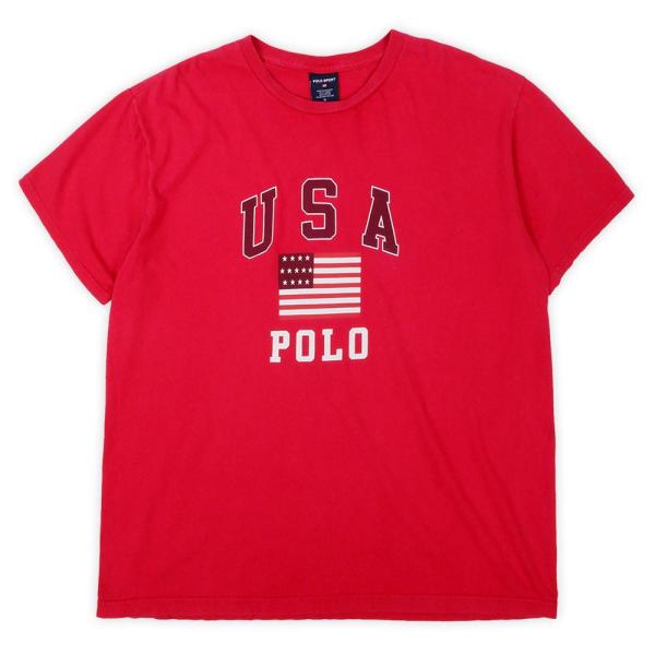 ポロスポーツ POLO SPORT  90’s ロゴプリントTシャツ ラルフローレン 星条旗 USA...